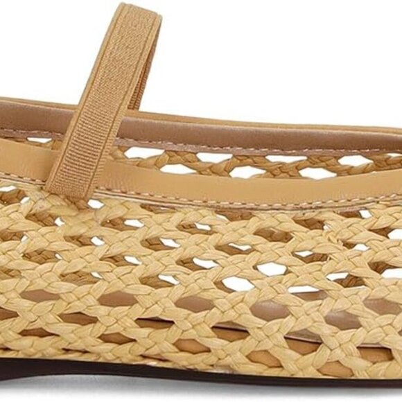 Woven Ballet Flats Women Raffia Casual Shoes Summer Bow Strap Size 9 - Picture 4 of 6